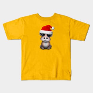 Baby Hippo Wearing a Santa Hat Kids T-Shirt